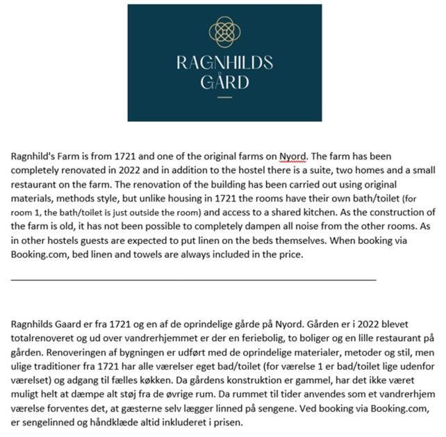 Ragnhilds Gard, Hostel Nyord エクステリア 写真